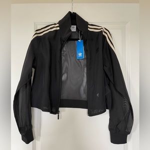 ADIDAS Two 2 Piece Track Set Jacket Cropped Pants Sheer